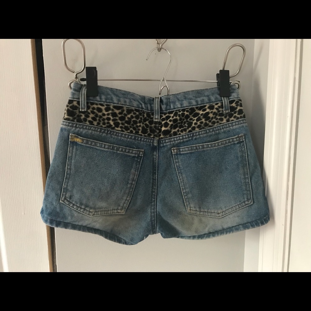 Vintage Leopard Denim Shorts